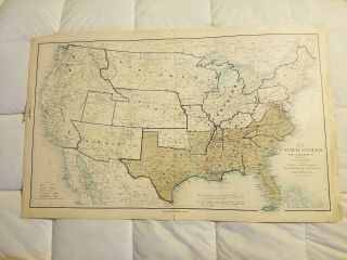 Large Antique Civil War Map 1864 Bien Plate 169 Clxix Army Boundaries