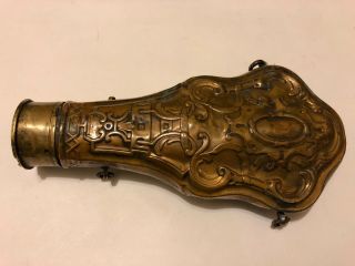 Rare Civil War Era G.  W.  Hawksley Brass Violin Powder Flask