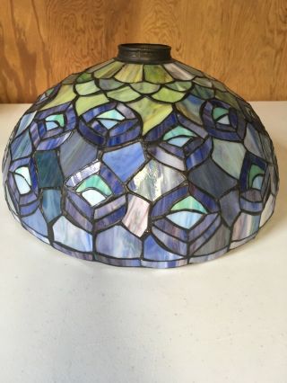 Vintage Tiffany Style Stained Glass Lamp Shade Multi Color 12 "