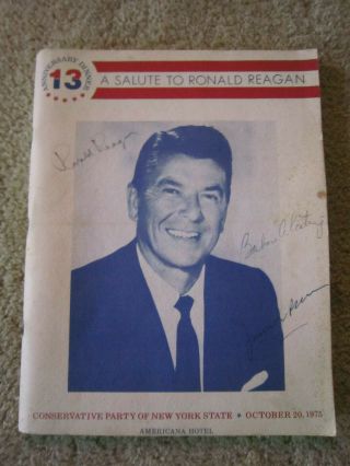 Oct 1975 Salute To Ronald Reagan Anniversary Dinner Program / Autographed By Rea