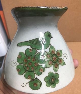 Vintage Ken Edwards Tonala El Palomar Mexico Pottery Creamer Green Bird