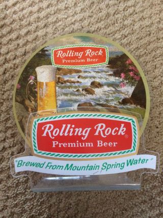 Vintage Rolling Rock Beer Plastic Napkin Holder Stream Scene (rare)