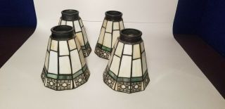 4ea Slag Stained Glass Lamp Shades Spectrum Tiffany Style Mission Arts Craft