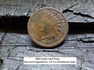 Old Rare Vintage Antique Civil War Relic 1864 Indian Head Penny Confederate Camp