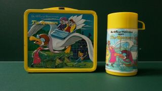1977 Vintage Disney The Rescuers Metal Lunch Box And Thermos