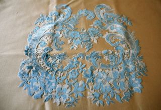 Vintage French Cut Silk ? Velvet Chair Seat Arms Upholstery Fabric Blue Rare