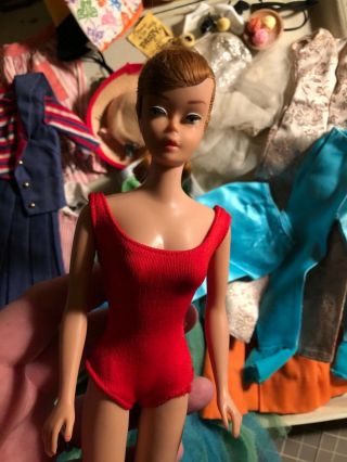 Vintage Swirl Barbie Doll And Case Of Clothes