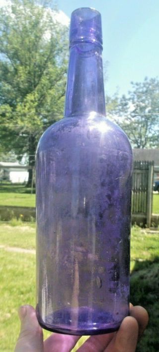 Purple Cylinder 1/5th Whiskey Bottle 3 Piece Mold 1890s Era Decorative L@@k