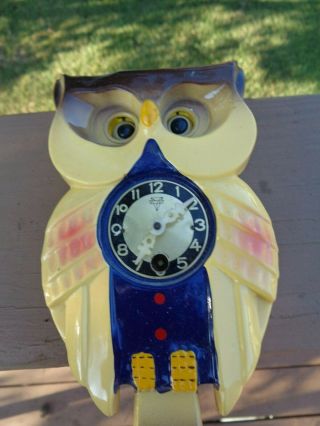 Old Vintage Miken Mi - Ken Owl Wall Clock From Japan - Parts / Repair