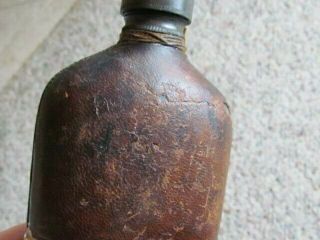 1860 ' s leather covered glass whiskey flask 3