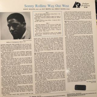 Sonny Rollins Way Out West Analogue Productions Limited Edition LP Vinyl Record 2