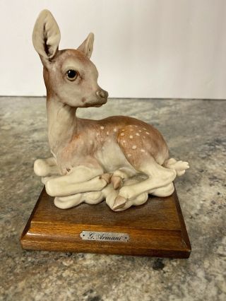 Rare Vtg Giuseppe Armani Capodimonte Baby Deer Fawn Figurine Statue Italy