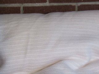 Vintage Twin Acrylic Blanket Satin Binding Ivory Waffle Weave Thermal 2