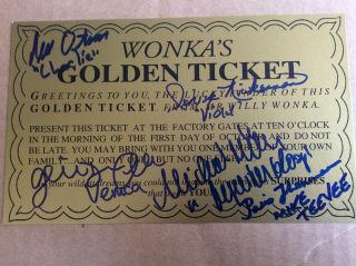 Willy Wonka Autographed Golden Ticket 5 Signed