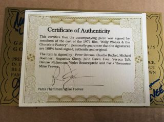 WILLY WONKA AUTOGRAPHED GOLDEN TICKET 5 SIGNED 2