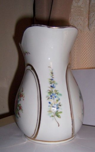Antique Old Paris Porcelain hand painted flowers large Pitcher Jug 8 inch 2