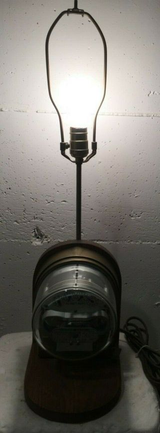 Vintage G.  E.  Electric Watt Meter Lamp W/outlet Oak Base