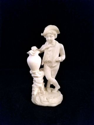 Antique 19th C.  Continental White Biscuit Porcelain Man Figure Bisque