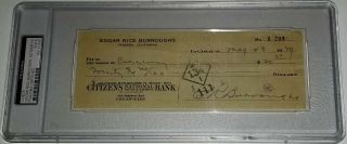 Edgar Rice Burroughs Signed 1939 Check Slabbed Tarzan John Carter Of Mars Psa