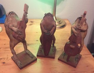 Vintage Authentic Taxidermy Frog Band - Guitar,  Bass Cello,  Drums