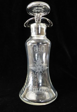 Cruet Signed Hawkes 1914 Vinegar Oil Cut Etched Crystal Glass Stopper Antique