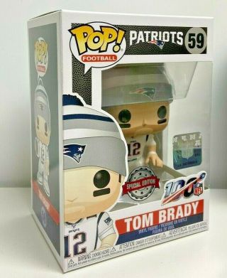 Funko Pop Nfl 59 Tom Brady White Away Jersey Patriots W/ Protector