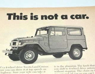 Toyota Land Cruiser 1970 Vintage Print Ad This Is Not A Car Hardtop Vinyl Top