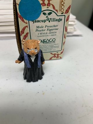 Enesco Teacup Village Pewter Figurine “ Mole Preacher” 613274