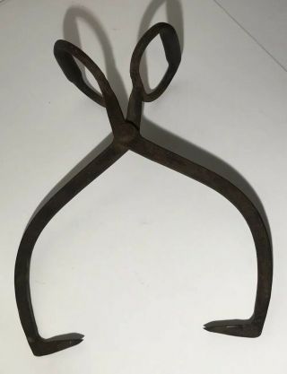 Heavy Duty Steel - Ice Tongs,  Carrying Hook,  Log Hauling - Jaws Open To 17 "