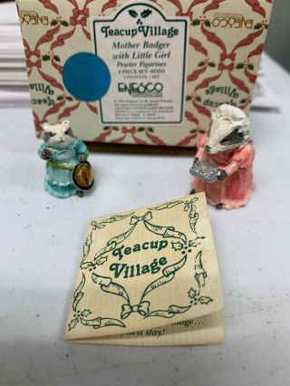Enesco Teacup Village Pewter Figurine 613215 Mother Badger Girl