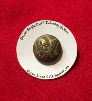 Dug Civil War Gold Gilt Eagle Infantry Cuff Button Relic Scovill Bm Cold Harbor