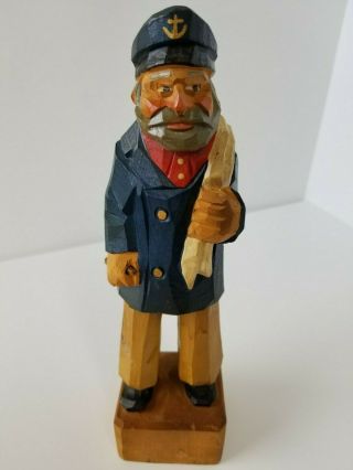 1986 Cape Shore Hand Carved & Painted Wood Statue Of Sailor Captain - Very Rare