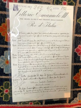 Rare Benito Mussolini & King Victor Emmanuel Iii Signed Autograph Document 1927