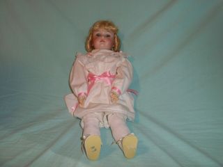 Antique Doll Marked " Germany C 3 " Jointed,  Hair,  Blinking Blue Eyes,  Mache Body