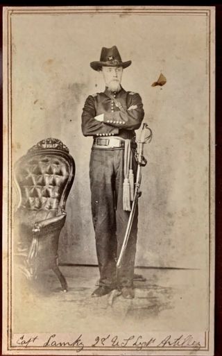 Jonas Lemke 1st Illinois Artillery Civil War Cdv Photo 2nd Us Colored Art.  Kia