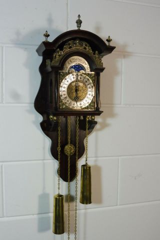 Antique Old Dutch Wall Clock In Oak Wood Salander Dutch Clock