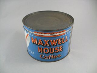 Vintage Maxwell House One Pound Coffee Can Tin Fine Grind With Lid Empty