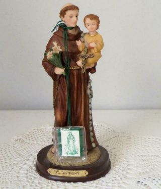 Rr/roman Inc.  2001 St.  Anthony & Baby Jesus 9.  5 " Statue/figurine&green Scapular