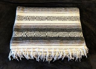 Authentic Hand Woven Mexican Blanket 70 " X 44 ",  From An Actual Mexican Trip
