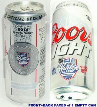 2014 Coors Winter Classic Ice Hockey Nhl Beer Can Toronto Maple Leafs@red Wings