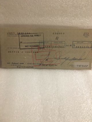 Judy Garland Signed Check (4/7/1964) “the Wizard Of Oz”actress