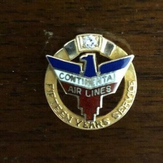 Continental Air Lines Gold/diamond Vintage Rare 15 Year Service Award Pin.