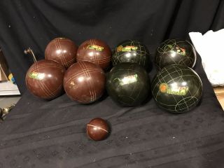 Vintage Martel Bocce Ball Set - Complete 8 Balls,  1 Pallino.  (107)