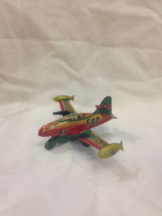 Japanese Tin Toy Airplane - F60 Usaf Fighter Plane - Late 1940 