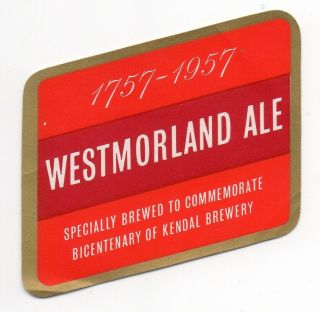Old Uk Beer Label – Westmorland Ale (vaux,  Sunderland) 1957