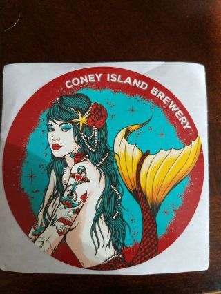 Coney Island Brewery Craft Beer Brewing Sticker,  Brooklyn Ny Nyc Mermaid Tatoo