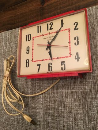 Vintage General Electric Fetechron Red Clock,  Does Not Work