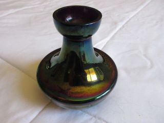 Antique Iredescent Bohemian Czech Glass Amythyst Vase
