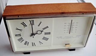 Soviet Vintage Desk Clock Mayak With Thermometer Barometer Made In Cccp