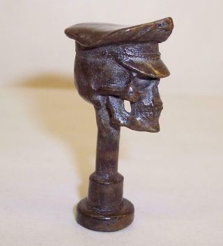 Ww1 Vintage German Officer Skull/death Head Pipe Tamper Miniature Bronze Brass